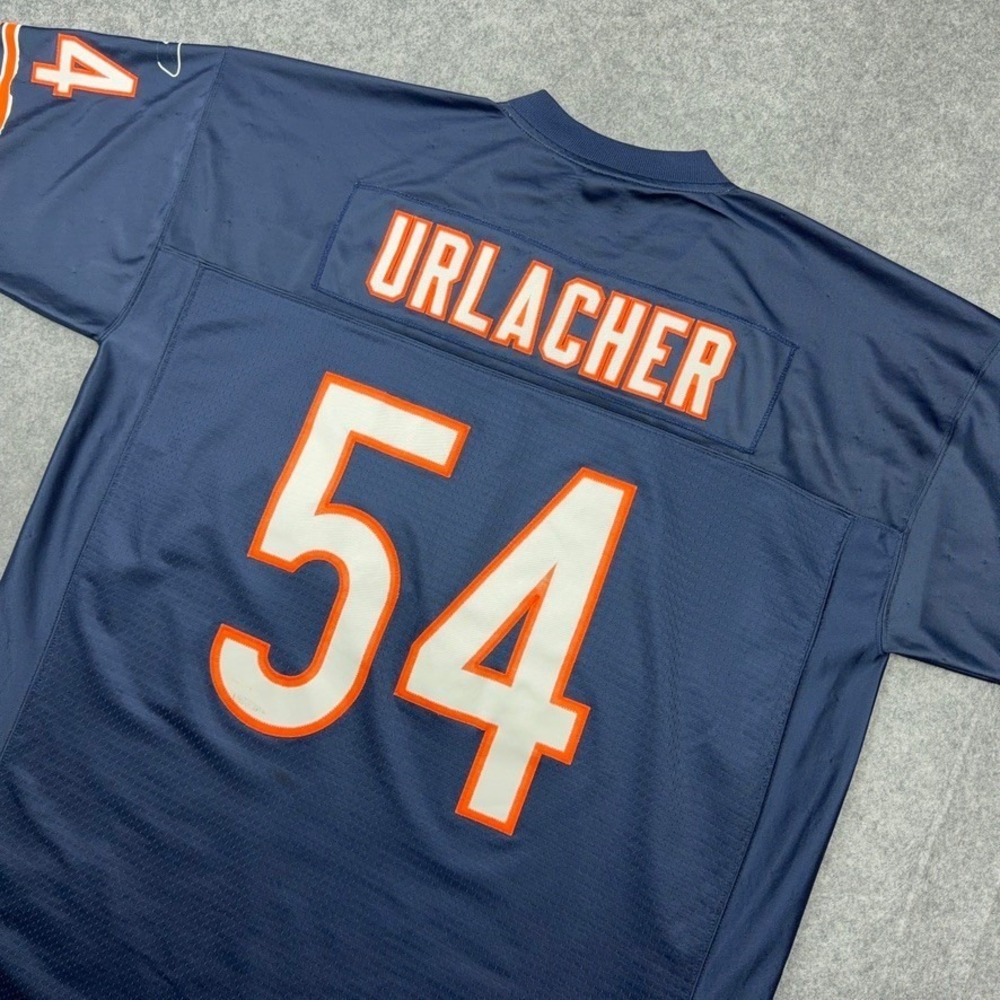 VTG Chicago Bears Jersey Mens 2XL Blue Brian Urlacher NFL Football Reebok Y2K